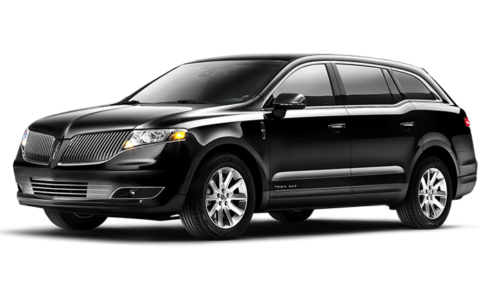A black Lincoln MKT SUV, ideal for luxurious car service in Houston, is shown from a front-side angle against a white background.
